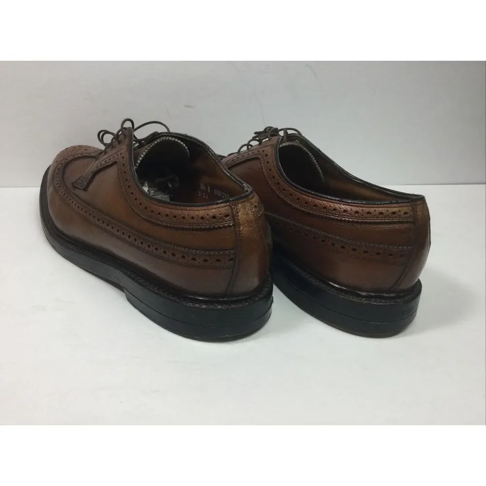 VINTAGE Florsheim Mens Shoes 8.5D Imperial‎ Longwing V Cleat 5 Nail Brown 93602